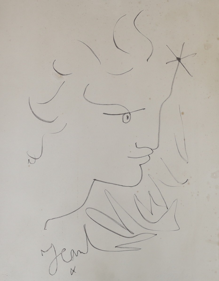 Jean Cocteau (1889-1963), lithograph, Head study, signed in the plate, numbered 25/50 in pencil, 40 x 33cm